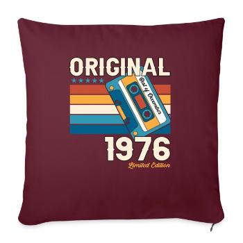 47e anniversaire Cassette décembre Vintage 1976 - Housse de coussin décorative 45 x 45 cm - bordeaux - Devant