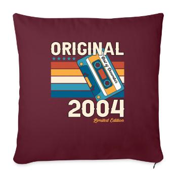 19e anniversaire Cassette Décembre Millésime 2004 - Housse de coussin décorative 45 x 45 cm - bordeaux - Devant