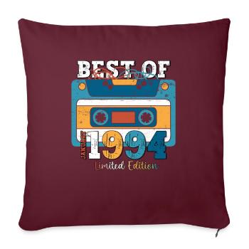 30e anniversaire janvier Vintage 1994 cassette - Housse de coussin décorative 45 x 45 cm - bordeaux - Devant
