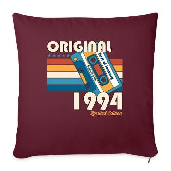 30e anniversaire Cassette janvier Vintage 1994 - Housse de coussin décorative 45 x 45 cm - bordeaux - Devant