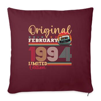 30e anniversaire mari février Vintage 1994 Cassette - Housse de coussin décorative 45 x 45 cm - bordeaux - Devant