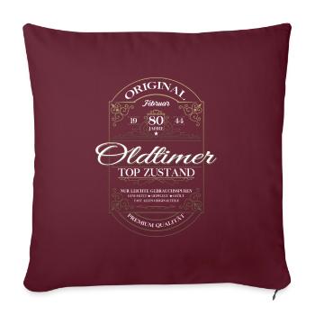 80e anniversaire mari Vintage février Vintage 1944 - Housse de coussin décorative 45 x 45 cm - bordeaux - Devant