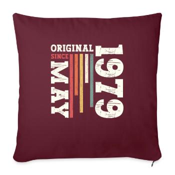 Original Mai 1979 Millésime 1979 Anniversaire 1979 - Housse de coussin décorative 45 x 45 cm - bordeaux - Devant