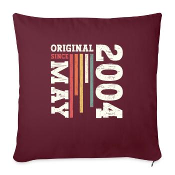 Original Mai 2004 Millésime 2004 Anniversaire 2004 - Housse de coussin décorative 45 x 45 cm - bordeaux - Devant