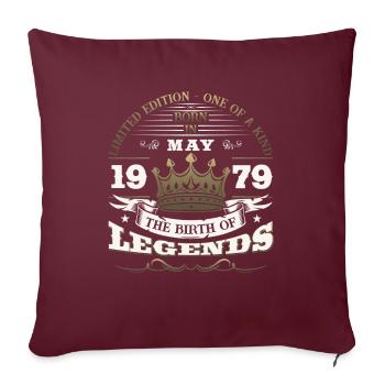 Original Mai 1979 Millésime 1979 Anniversaire 1979 - Housse de coussin décorative 45 x 45 cm - bordeaux - Devant
