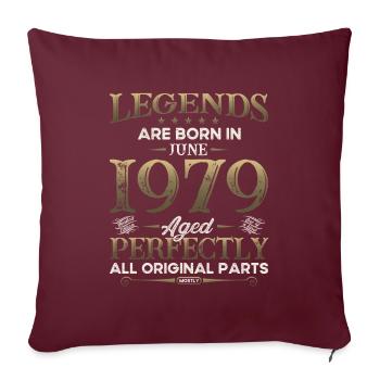 Légende Juin 1979 Millésime 1979 Anniversaire 1979 - Housse de coussin décorative 45 x 45 cm - bordeaux - Devant