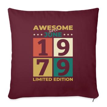 Original Juin 1979 Millésime 1979 Anniversaire 1979 - Housse de coussin décorative 45 x 45 cm - bordeaux - Devant