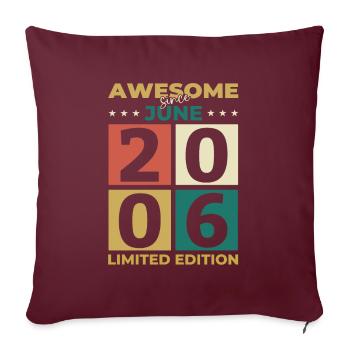 Original Juin 2006 Millésime 2006 Anniversaire 2006 - Housse de coussin décorative 45 x 45 cm - bordeaux - Devant