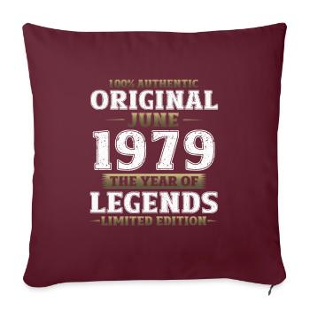 Original Juin 1979 Millésime 1979 Anniversaire 1979 - Housse de coussin décorative 45 x 45 cm - bordeaux - Devant