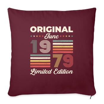 Original Juin 1979 Millésime 1979 Anniversaire 1979 - Housse de coussin décorative 45 x 45 cm - bordeaux - Devant