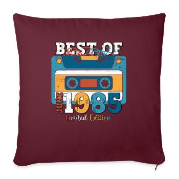 Cassette Juin 1985 Millésime 1985 Anniversaire 1985 - Housse de coussin décorative 45 x 45 cm - bordeaux - Devant