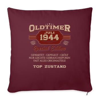 80ème Anniversaire Classique Juillet 1944 Millésime 1944 - Housse de coussin décorative 45 x 45 cm - bordeaux - Devant