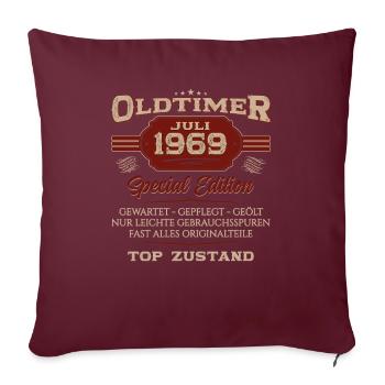 55. Geburtstag Oldtimer Juli 1969 Jahrgang 1969 - Sofakissenbezug 45 x 45 cm - Burgunderrot - Vorne