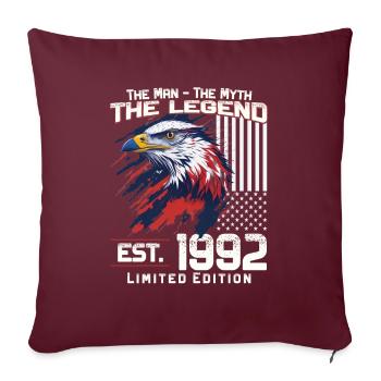 32ème Anniversaire Année de construction 1992 Millésime 1992 Légende - Housse de coussin décorative 45 x 45 cm - bordeaux - Devant