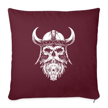 Crâne Viking Odin - Housse de coussin décorative 45 x 45 cm - bordeaux - Devant