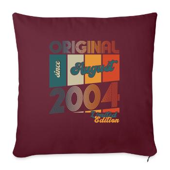 20ème Anniversaire Original Août 2004 Millésime 2004 - Housse de coussin décorative 45 x 45 cm - bordeaux - Devant