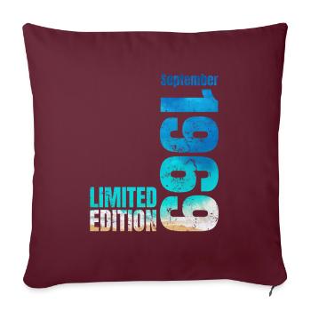 55e anniversaire Septembre 1969 Né en 1969 - Housse de coussin décorative 45 x 45 cm - bordeaux - Devant