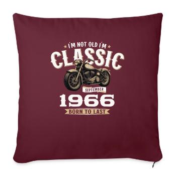 58ème Anniversaire Vintage Septembre 1966 Moto - Housse de coussin décorative 45 x 45 cm - bordeaux - Devant