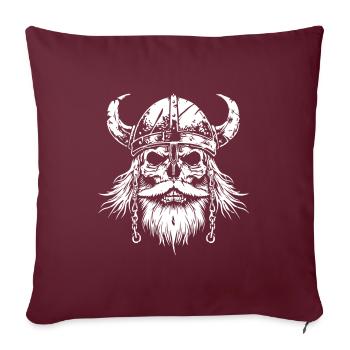 Crâne Viking Valhalla - Housse de coussin décorative 45 x 45 cm - bordeaux - Devant