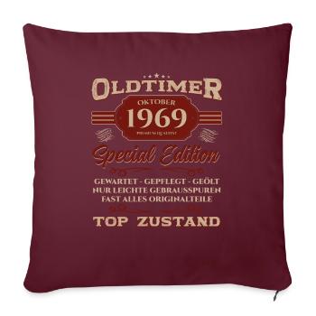 55. Geburtstag Oldtimer Oktober 1969 Jahrgang 69 - Sofakissenbezug 45 x 45 cm - Burgunderrot - Vorne