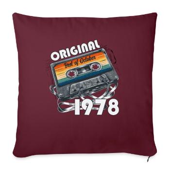 46ème Anniversaire Millésime Octobre 1978 Cassette 1978 - Housse de coussin décorative 45 x 45 cm - bordeaux - Devant