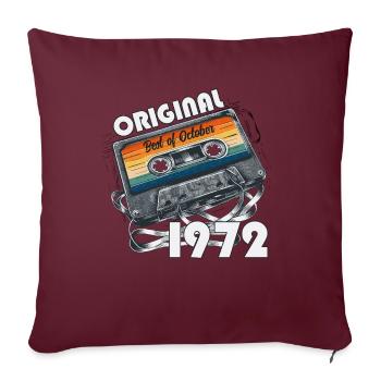 52ème Anniversaire Millésime Octobre 1972 Cassette 1972 - Housse de coussin décorative 45 x 45 cm - bordeaux - Devant