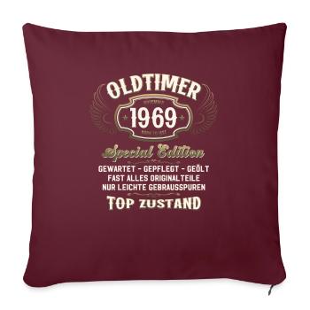 55. Geburtstag Oldtimer November 1969 Jahrgang 69 - Sofakissenbezug 45 x 45 cm - Burgunderrot - Vorne