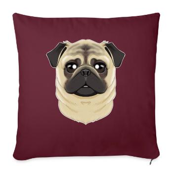 Amoureux des carlins I Amoureux des chiens I Carlin - Housse de coussin décorative 45 x 45 cm - bordeaux - Devant