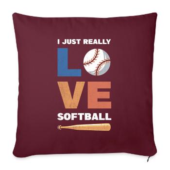 J’adore le design de softball pour le baseball - Housse de coussin décorative 45 x 45 cm - bordeaux - Devant