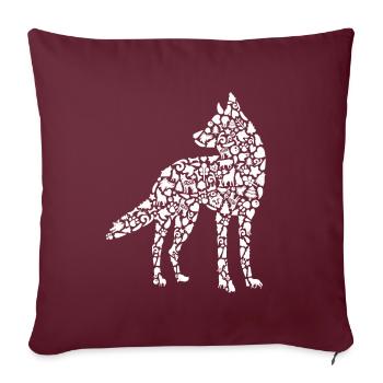 Loup Hurlant Loup Silhouette Fille Loups - Housse de coussin décorative 45 x 45 cm - bordeaux - Devant
