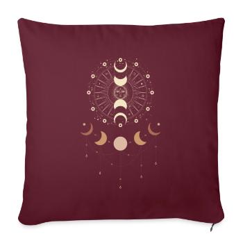 Symbole occulte avec le soleil et la lune spirituel - Housse de coussin décorative 45 x 45 cm - bordeaux - Devant
