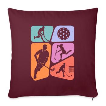 Floorball Joueurs de floorball Enfants Floorball Boys - Housse de coussin décorative 45 x 45 cm - bordeaux - Devant