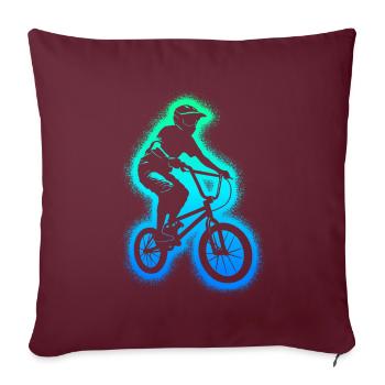 BMX Bike Stunts Herren Jungen Fahrrad BMX Kinder - Sofakissenbezug 45 x 45 cm - Burgunderrot - Vorne