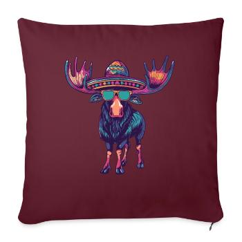 Elch Comic Lustig Sombrero - Sofakissenbezug 45 x 45 cm - Burgunderrot - Vorne