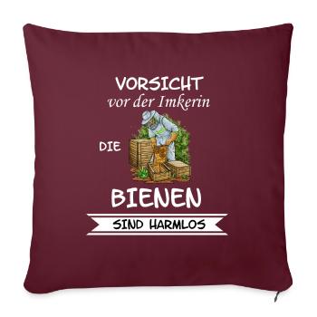 Vorsicht vor der Imkerin - Sofakissenbezug 45 x 45 cm - Burgunderrot - Vorne