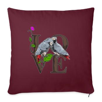 perroquet gris - Housse de coussin décorative 45 x 45 cm - bordeaux - Devant