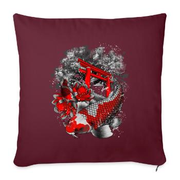 Asiatique Koi Geisha Japon - Housse de coussin décorative 45 x 45 cm - bordeaux - Devant