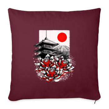 Asiatique geisha japon lotus - Housse de coussin décorative 45 x 45 cm - bordeaux - Devant