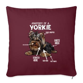 Yorkshire Terrier - Housse de coussin décorative 45 x 45 cm - bordeaux - Devant