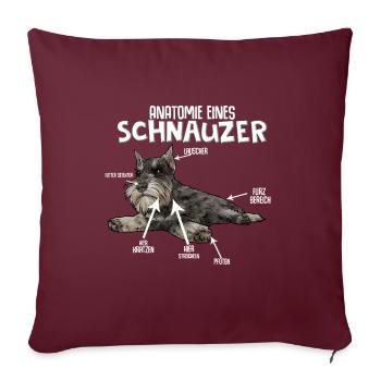 Chien Schnauzer - Housse de coussin décorative 45 x 45 cm - bordeaux - Devant