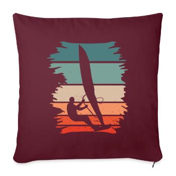 silhouette de windsurfer rétro vintage - Housse de coussin décorative 45 x 45 cm - bordeaux - Devant