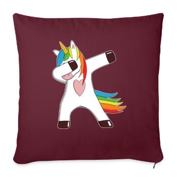 Einhorn dabbendes dabbing Geschenk bunt Herz - Sofakissenbezug 45 x 45 cm - Burgunderrot - Vorne