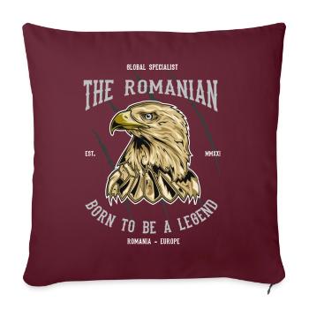 Le Romanian, le T-shirt roumain - Housse de coussin décorative 45 x 45 cm - bordeaux - Devant
