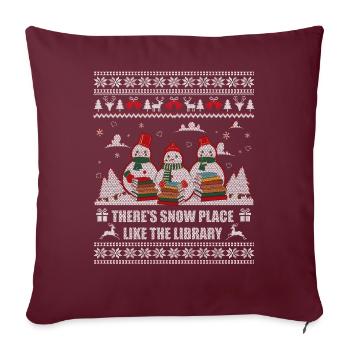 Il y a un endroit de neige comme la bibliothèque de Noël - Housse de coussin décorative 45 x 45 cm - bordeaux - Devant