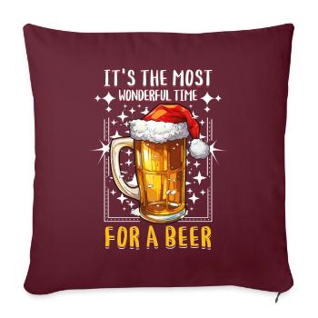 Bière de Noël Bière de Noël Cheers Humour drôle - Housse de coussin décorative 45 x 45 cm - bordeaux - Devant