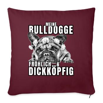 Mon BOULEDOGUE chien joyeux et têtu CHIENS - Housse de coussin décorative 45 x 45 cm - bordeaux - Devant