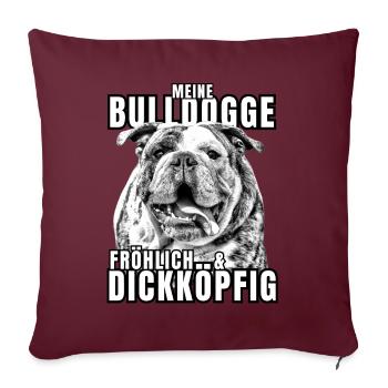 Mon BOULEDOGUE chien joyeux et têtu CHIENS - Housse de coussin décorative 45 x 45 cm - bordeaux - Devant