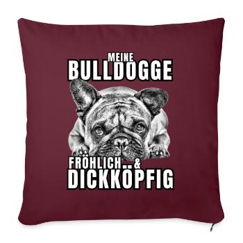 Mon BOULEDOGUE chien joyeux et têtu CHIENS - Housse de coussin décorative 45 x 45 cm - bordeaux - Devant