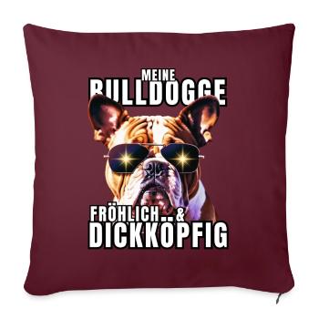 Mon BOULEDOGUE chien joyeux et têtu CHIENS - Housse de coussin décorative 45 x 45 cm - bordeaux - Devant