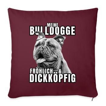 Mon BOULEDOGUE chien joyeux et têtu CHIENS - Housse de coussin décorative 45 x 45 cm - bordeaux - Devant
